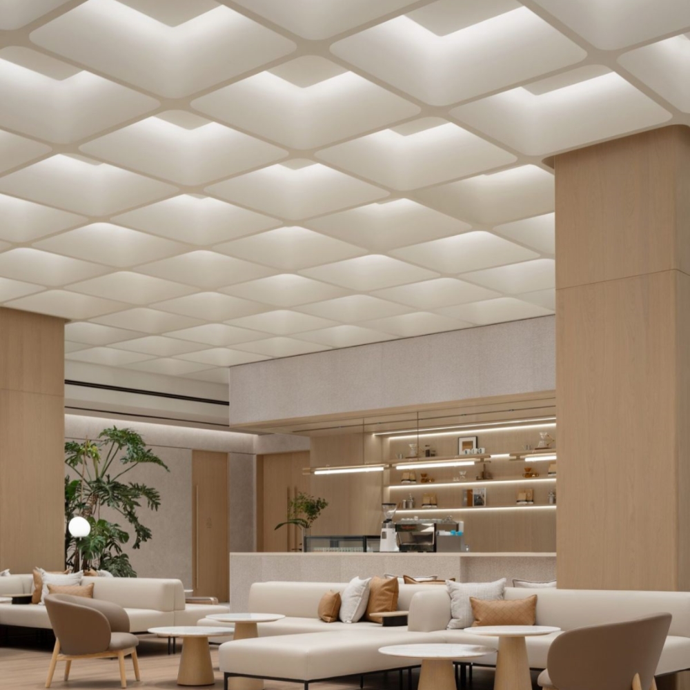 Backlit Geometric Ceiling Panel System
