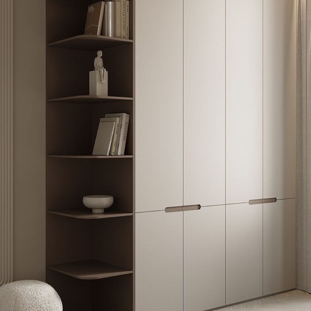 Custom Built-In Wardrobe Cabinet with Open Display Shelf