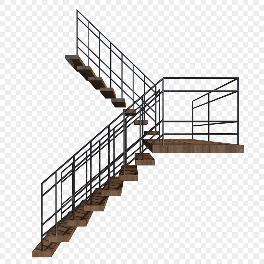 Custom L-Shaped Metal Staircase with Platform