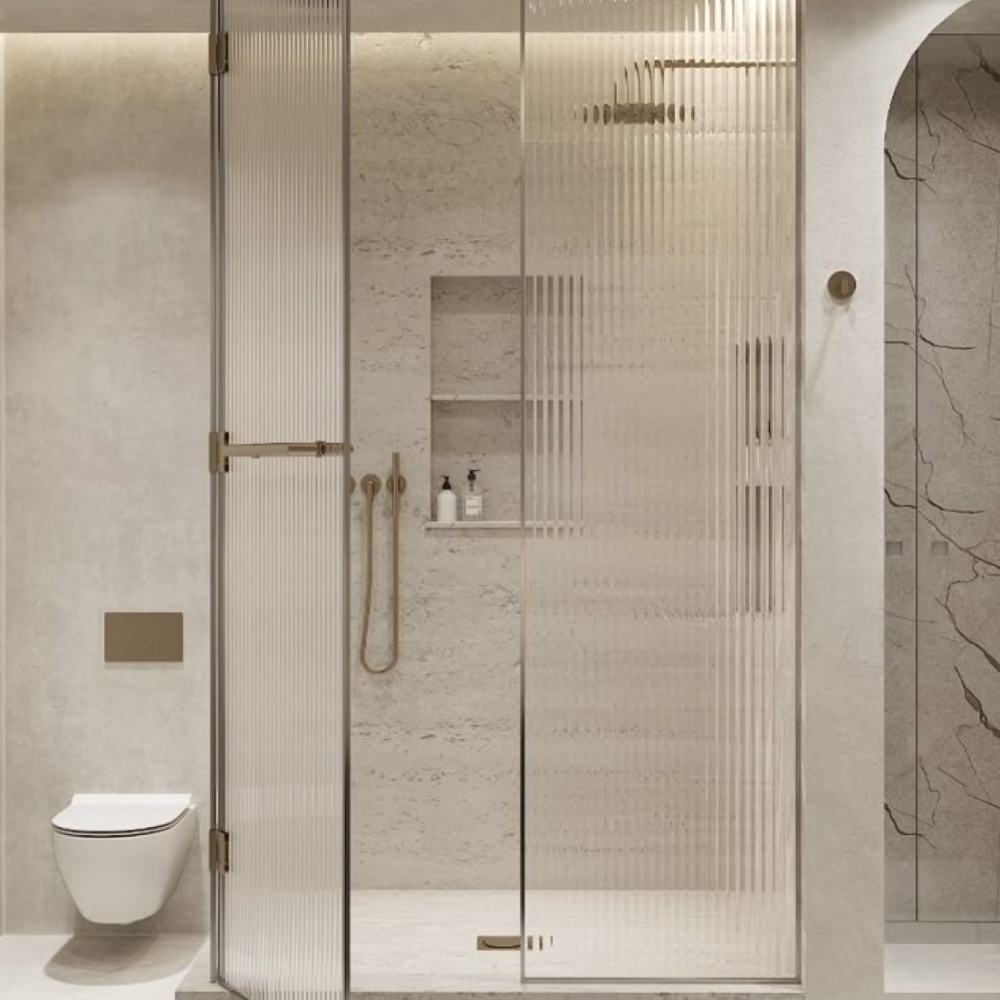Fluted Glass Shower Door Enclosure