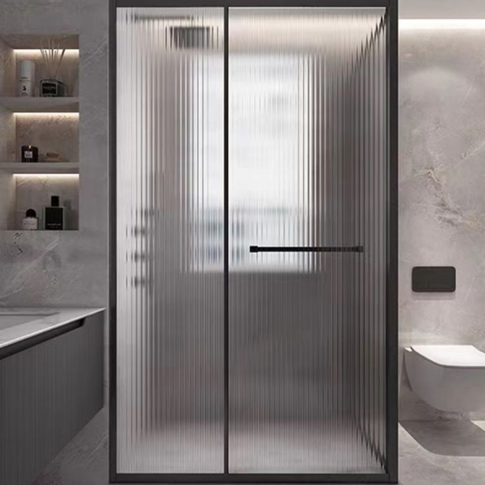 Framed Fluted Glass Shower Door Enclosure