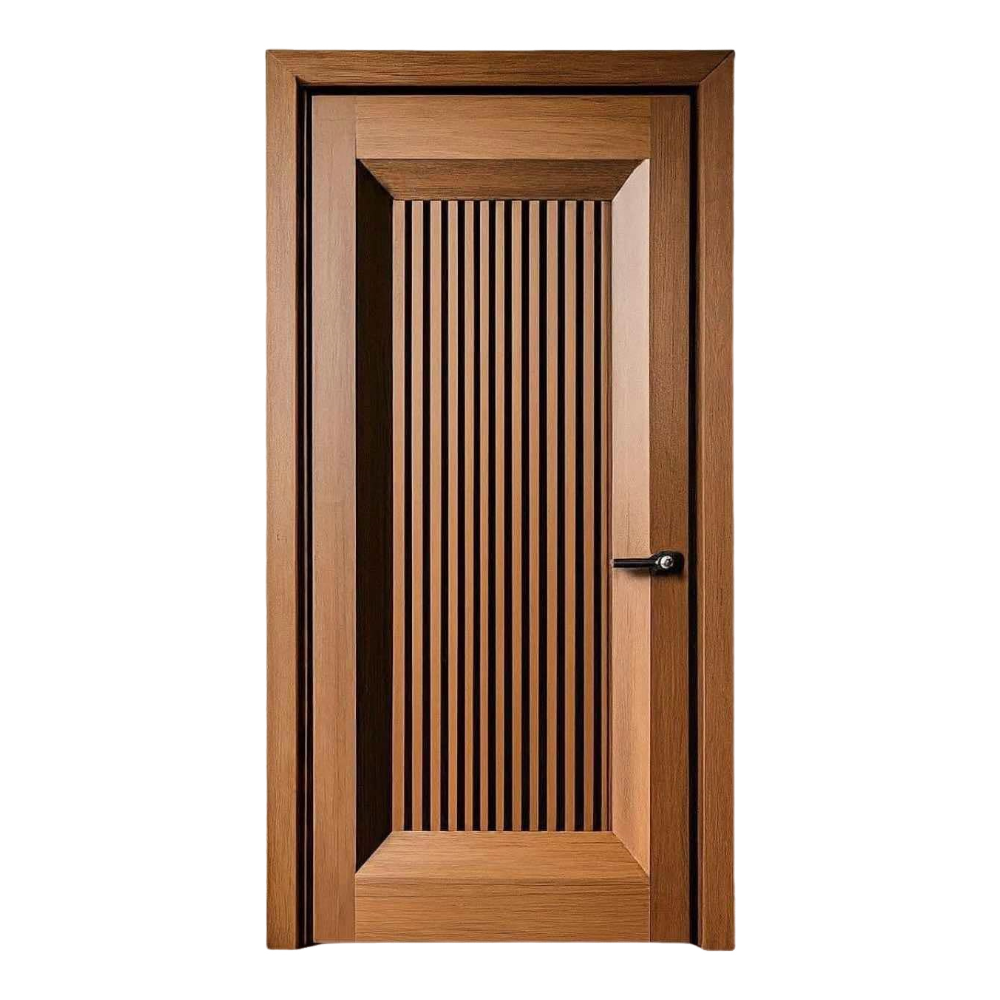 Modern Vertical Slatted Wooden Interior Door