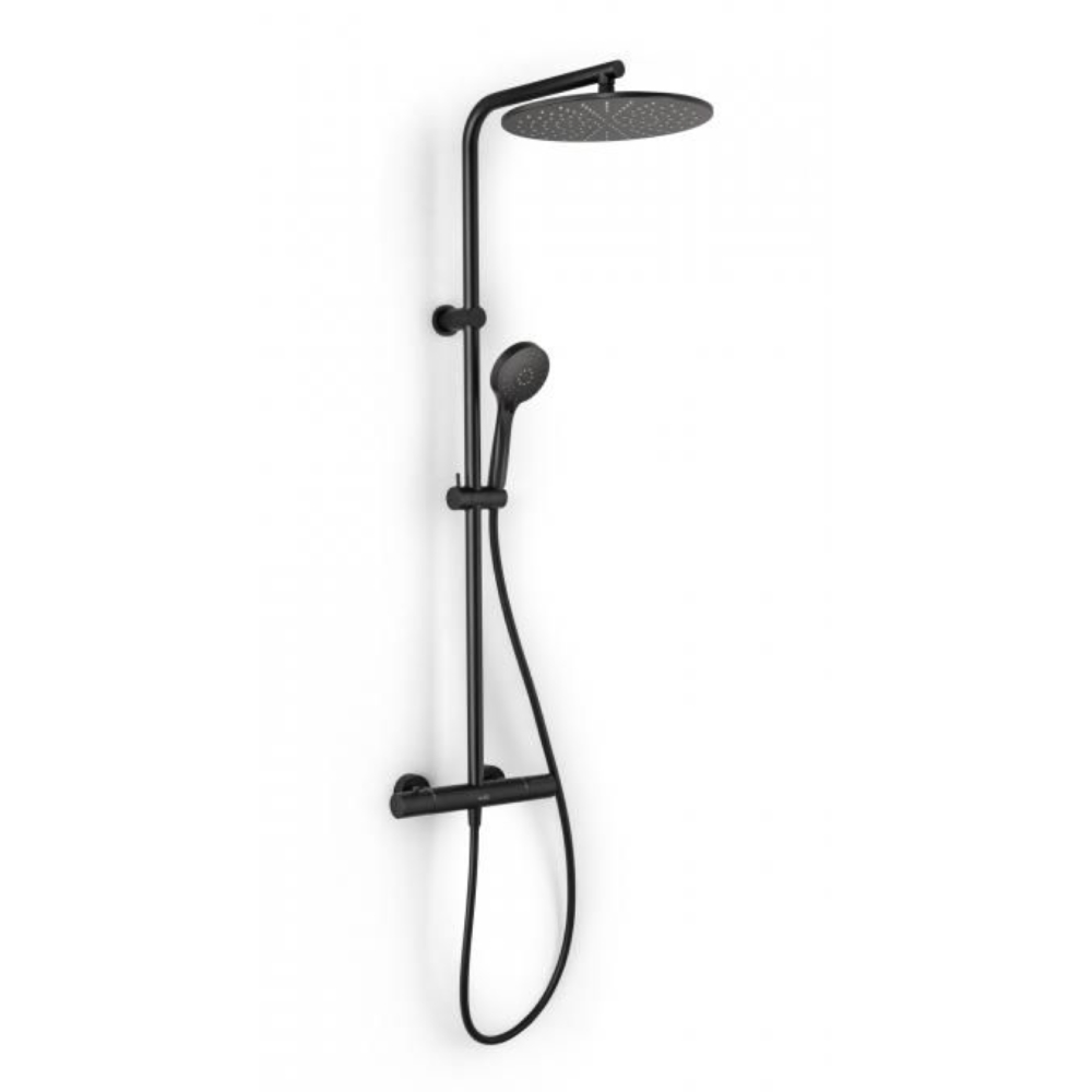 Minimalist Matte Black Round Rainfall Shower System