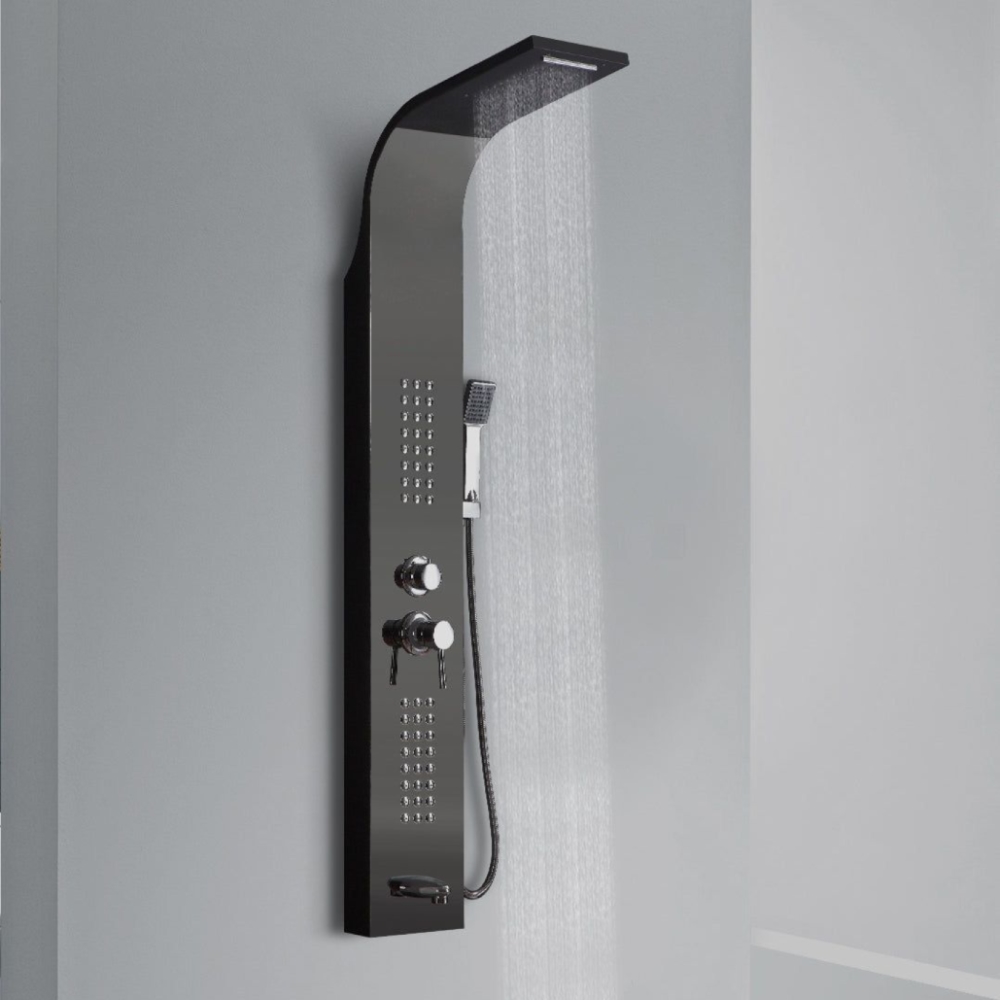Black Waterfall Shower Panel Tower