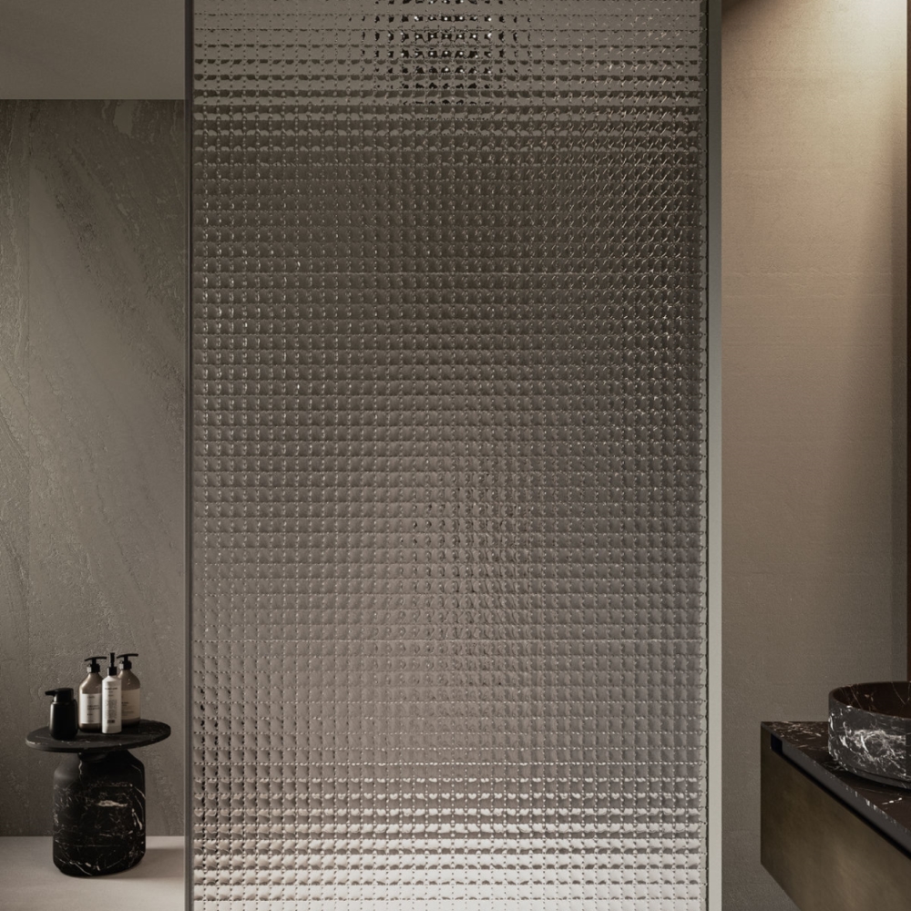 Hammered Textured Glass Shower Screen